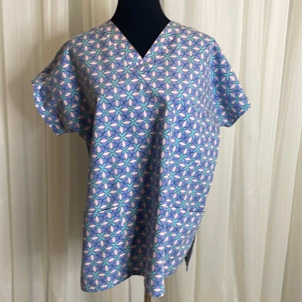 Purple/turquoise Print MHD Scrub, size M (10/12)